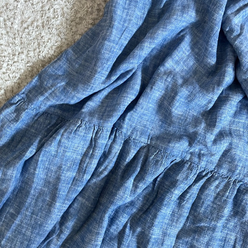 Briggs Ladies' Light Blue Tiered Linen Blend Sleeveless Dress - Picture 8 of 9